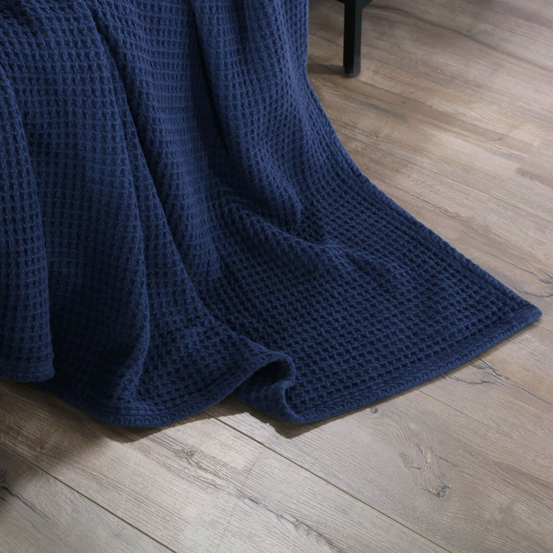 Honeycomb / Waffle Blanket, Dark Blue