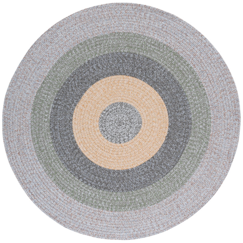 Doner Woven Performance Machine Washable Performance Chevron Indoor/Outdoor Area Rug, Round 5'