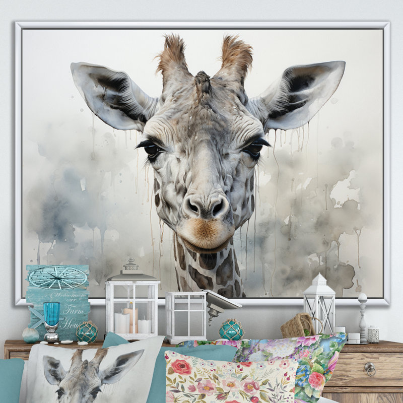 Kristyanne Giraffe Graceful Necks - imprimé, Cadre flottant blanc, H 12 po x l 20 po x P 1 po