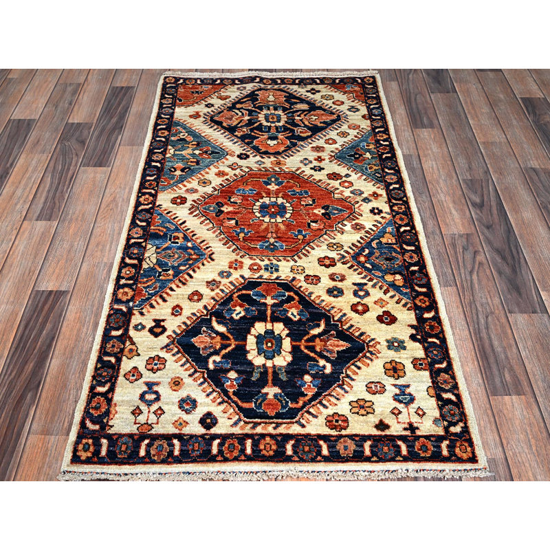 Tapis oriental rectangulaire en laine noué à la main 2 pi 7 po x 4 pi 10 po - MOA1021083
