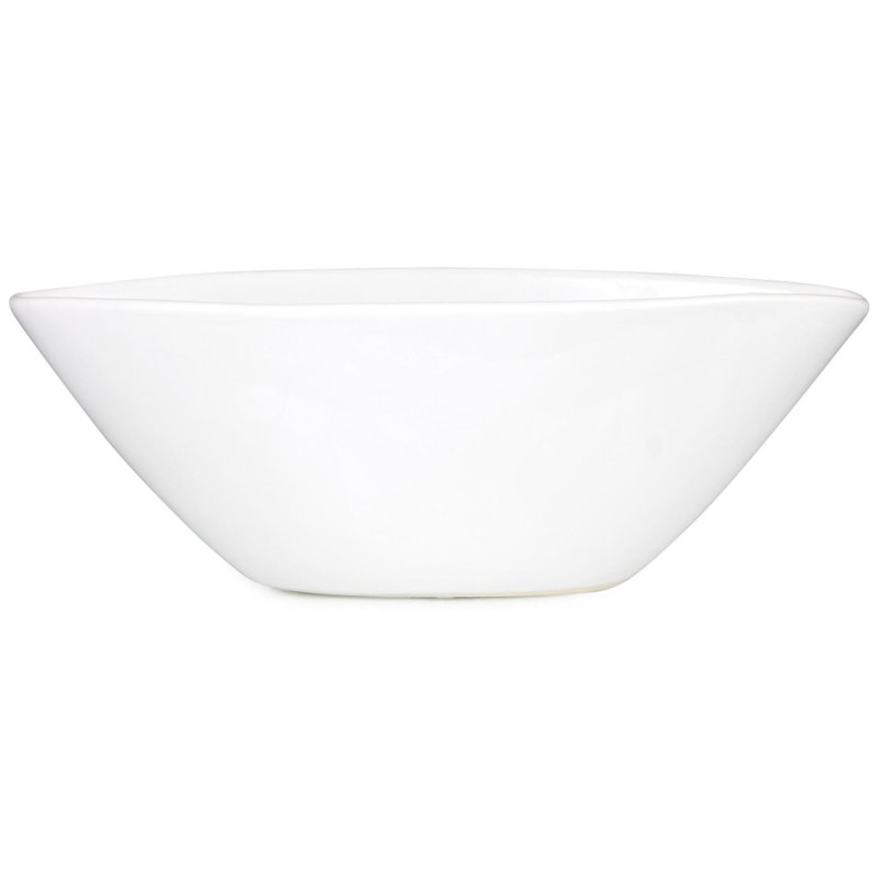 Bol émaillé blanc en forme de bateau, 17.3"