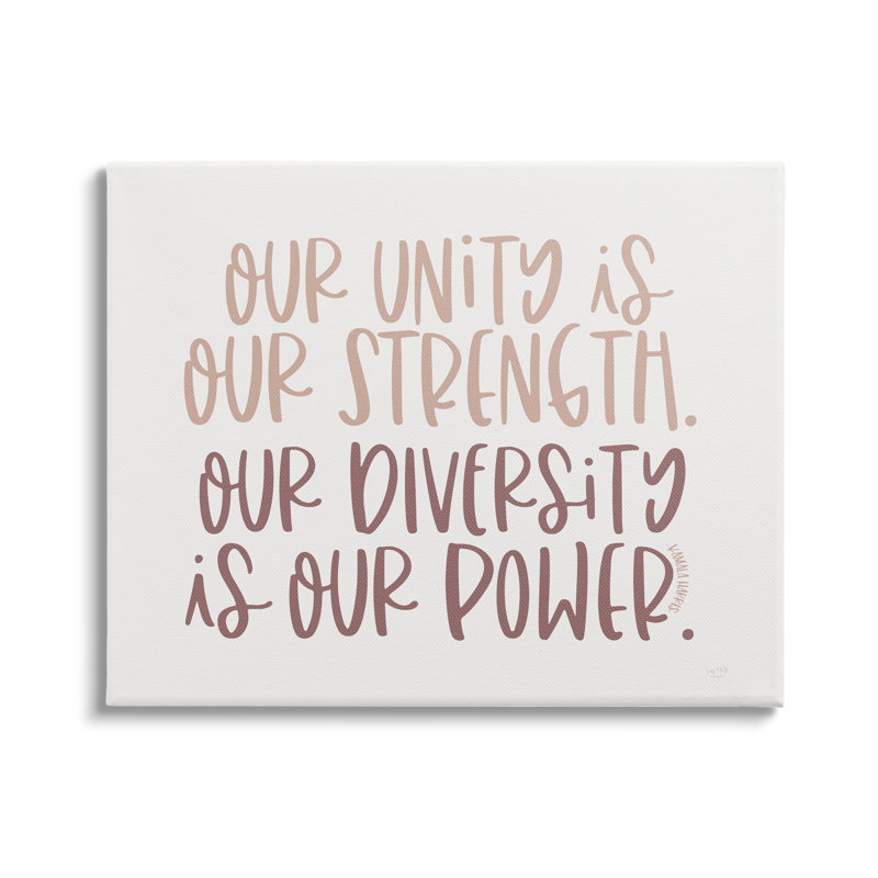 «Unity Is Force» par Lux + Me Designs - Art textuel, Toile tendue, H 16 po x l 20 po x P 1,5 po