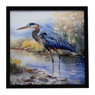 Blue Heron, reproduction d'art encadrée