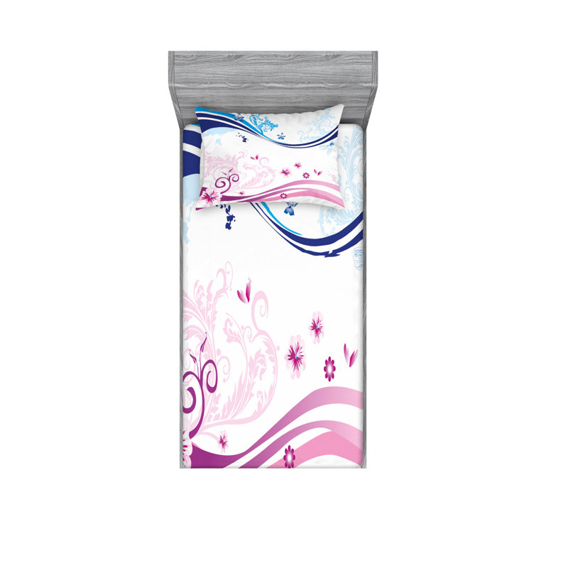 Ensemble de draps à motif floral, Ensemble de draps pour lit simple TG avec drap-hou