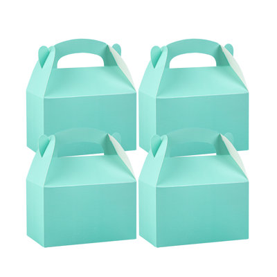 Restaurantware Gable Gift Boxes 100 Count 6 x 3.5 x 3.5 Inches Paper Party Favor Boxes With Handles Blue Decorative Gift Packaging