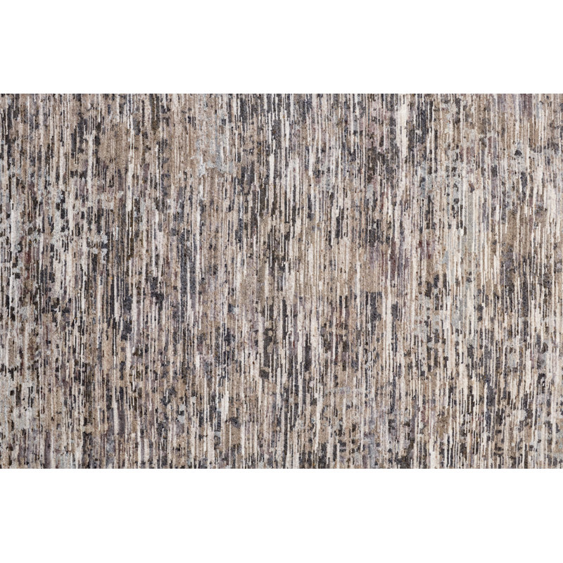 Tapis gris / brun / argent en laine noué à la main, Rectangle 2 pi x 3 pi