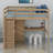 Wood Loft Bed With Built-In Wardrobe, Desk, Storage Shelves And Drawers-180785046