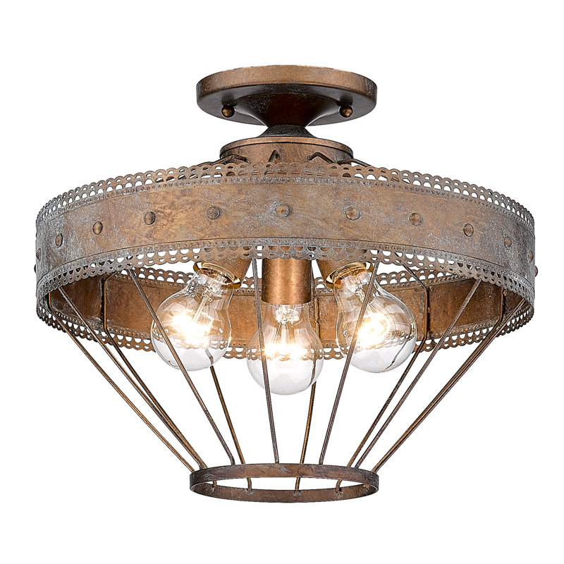 Tenor Semi Flush Mount, Copper Patina