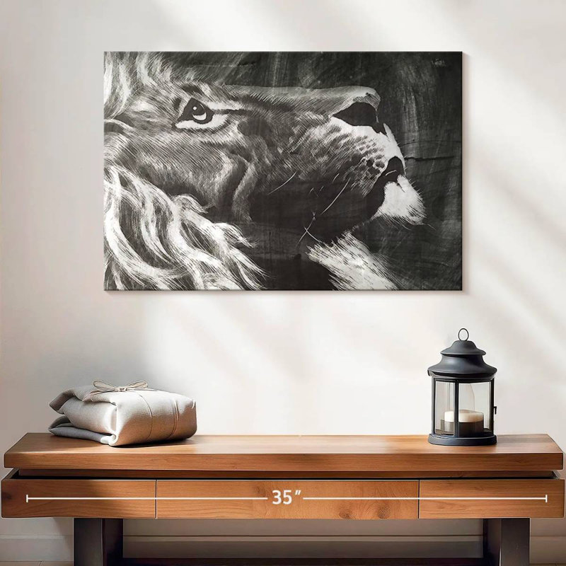 Lion craie Brampt, H 16 po x l 24 po
