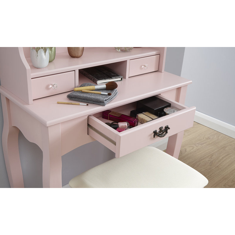 Arnold Dressing Table with Mirror, Dusty Pink