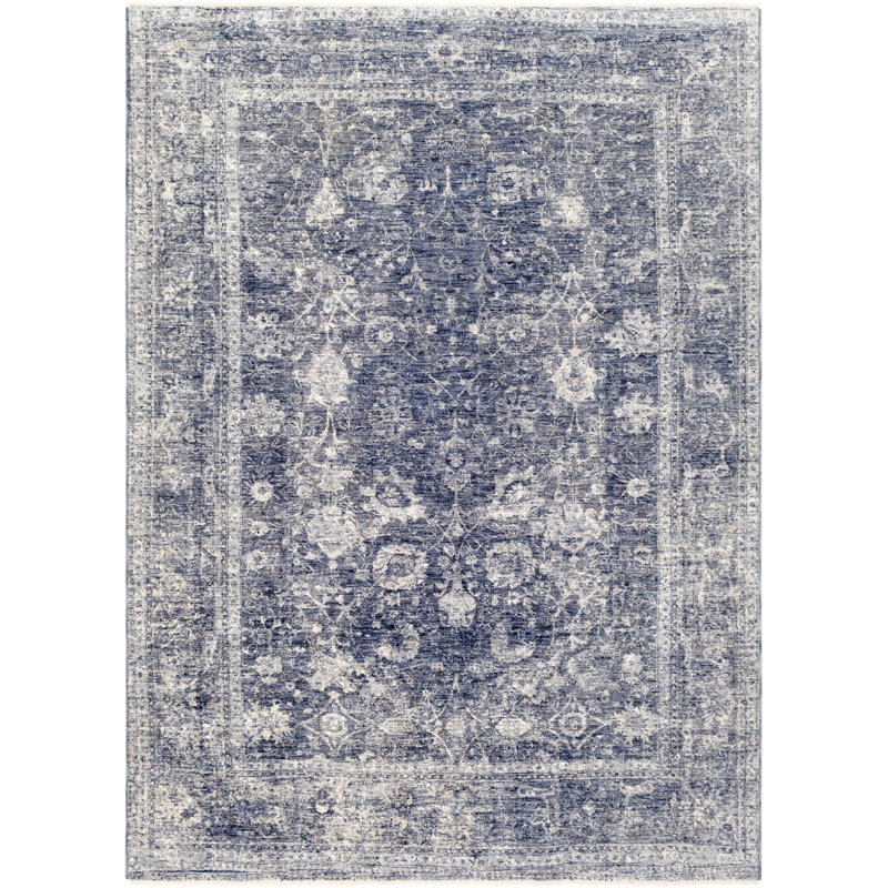 Tapis bleu à motif géométrique Longlier, Rectangle 2 pi x 3 pi 3 po