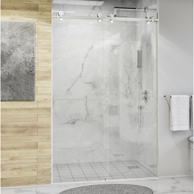 Eclipse 48 in. W x 74 in. H Bypass Sliding Frameless Shower Door in Chrome with 3/8 in. (10mm) Thick Clear Glass