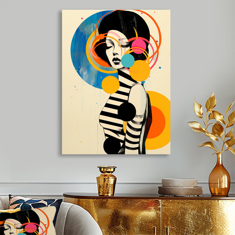 Décoration murale Paris, mode rétro - femme pop, Sans cadre, métal, H 32 po x l 24 po