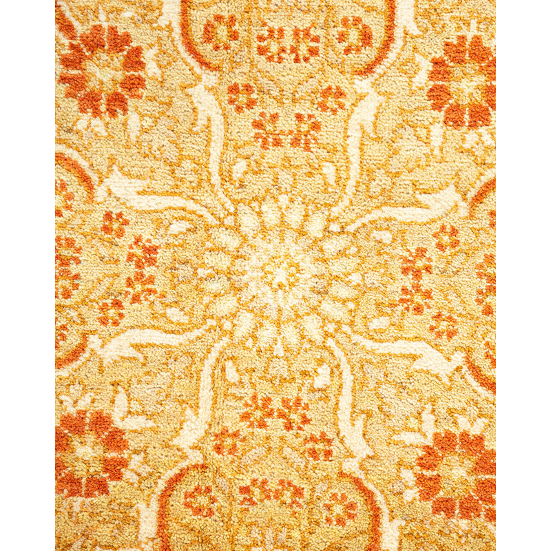 Ivory Hand-Knotted Wool Geometric 6x9 Area Rug