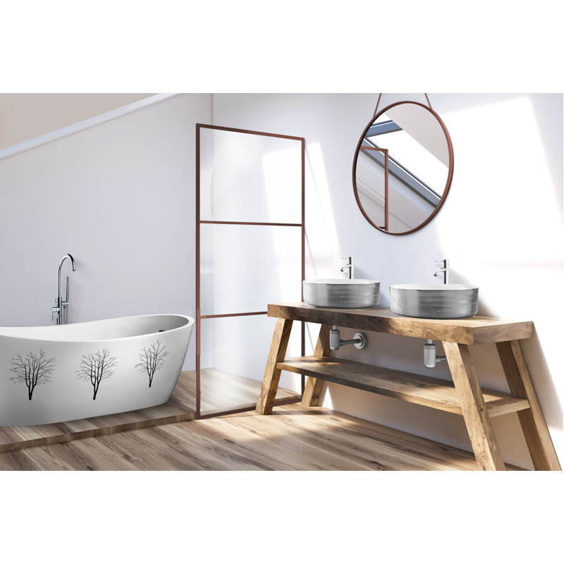 Circular Vessel Bathroom Sink, Brushed Silver