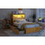 Lit plateforme avec tiroirs, lit en bois avec tête de lit et armoire de rangement escamotable, lit en bois avec lumière et douille-935908703-935908688
