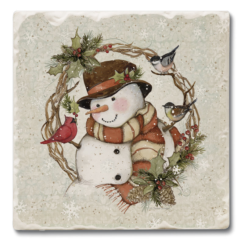 Paquet de 4 sous-verres Winter Stone Snowman