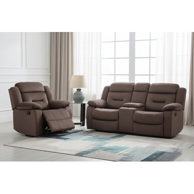Ensemble de salon 2 pièces 1 x Causeuse 1 x Coussin inclinable Accoudoir Appui-tête Support capitonné vertical Finition chocolat