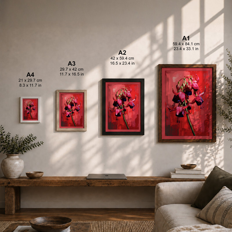 Magenta Carnation Botanical - Framed Print, A2 - 59.4 x 42.0 cm, Walnut