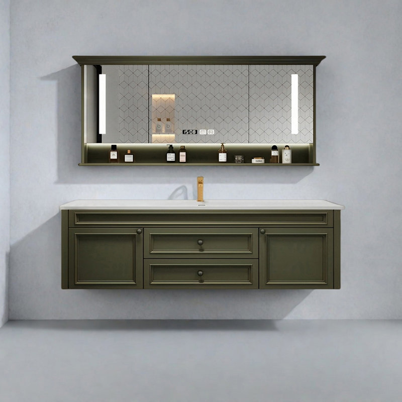 Modern American single-basin bathroom cabinet, 60"