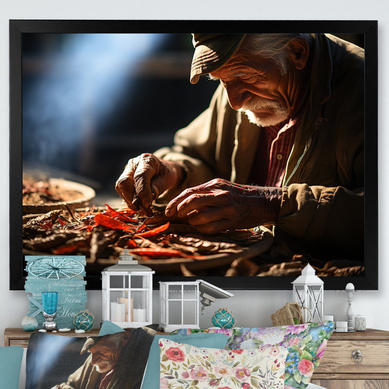 «Cuba Cigar Craftsmanship Expression I - Cuba», art mural encadré dans le salon, Cadre simple noir