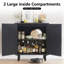Armoire de rangement moderne en rotin, buffet en bois noir avec loquet magnétique-2042757464