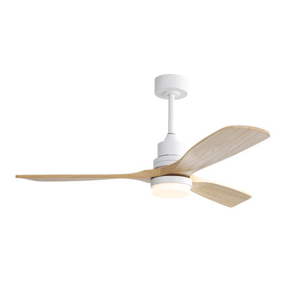 52 Inch Indoor Ceiling Fan With Dimmable Led Light 3 Solid Wood Blades Remote Control Reversible DC Motor For Living Room