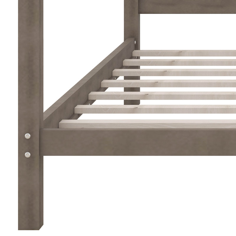 CaNopy Platform Bed with Headboard and Support Legs, Brown Wash, King