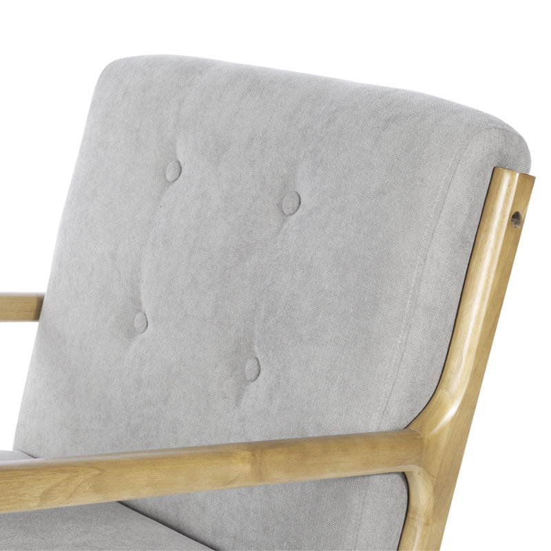 Croix Solid Wooden Frame Upholstered Tufted Armchair, Oak
