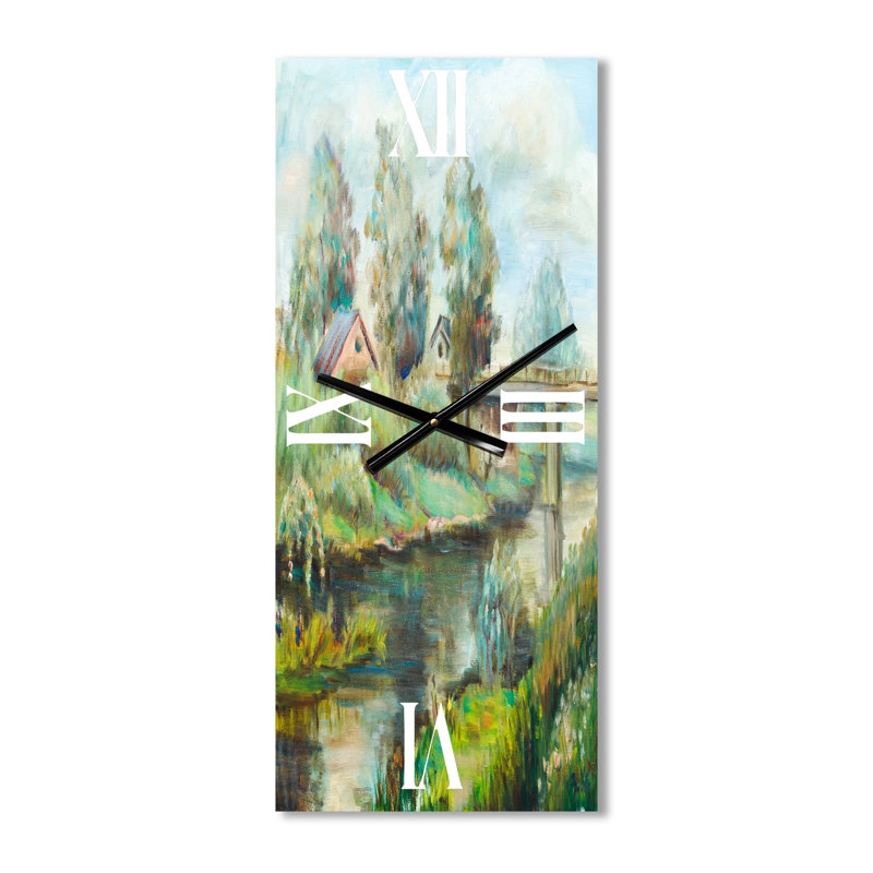 Horloge murale pont sur la rivière en paysage rustique, Grand