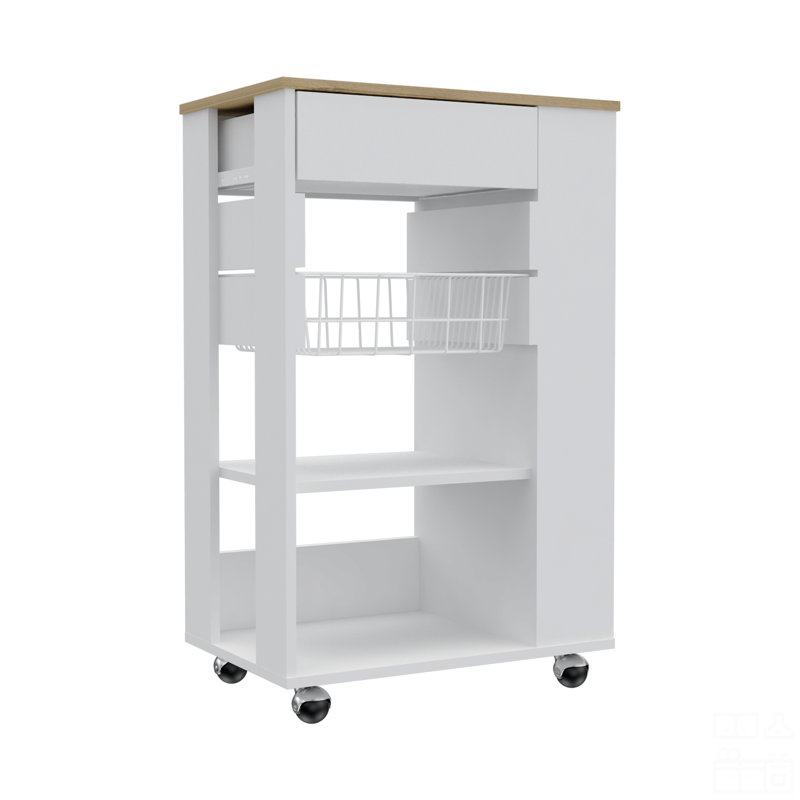 Kitchen Cart, White/Natural