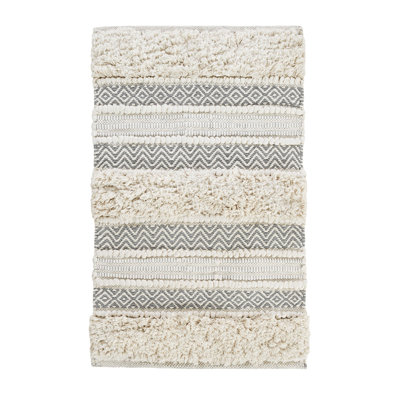 Woven Texture Stripe Bath Rug Grey 20X32"