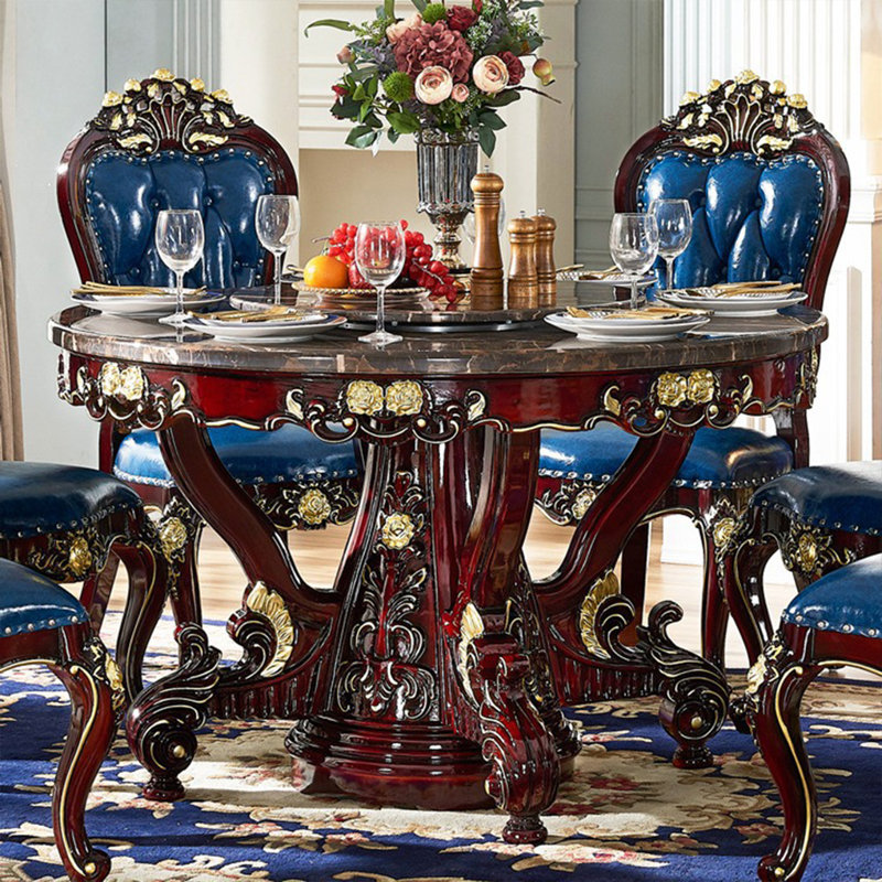 Luxury Carved Round Marble Dining Table