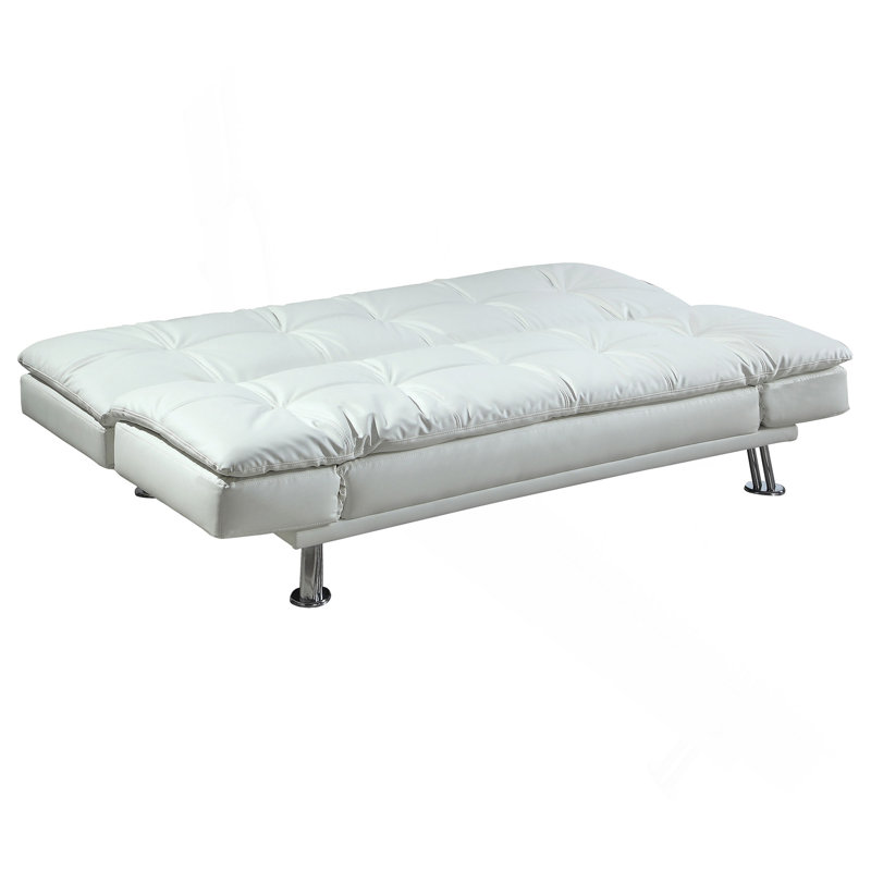 White Upholstered Tufted Convertible Sofa Bed