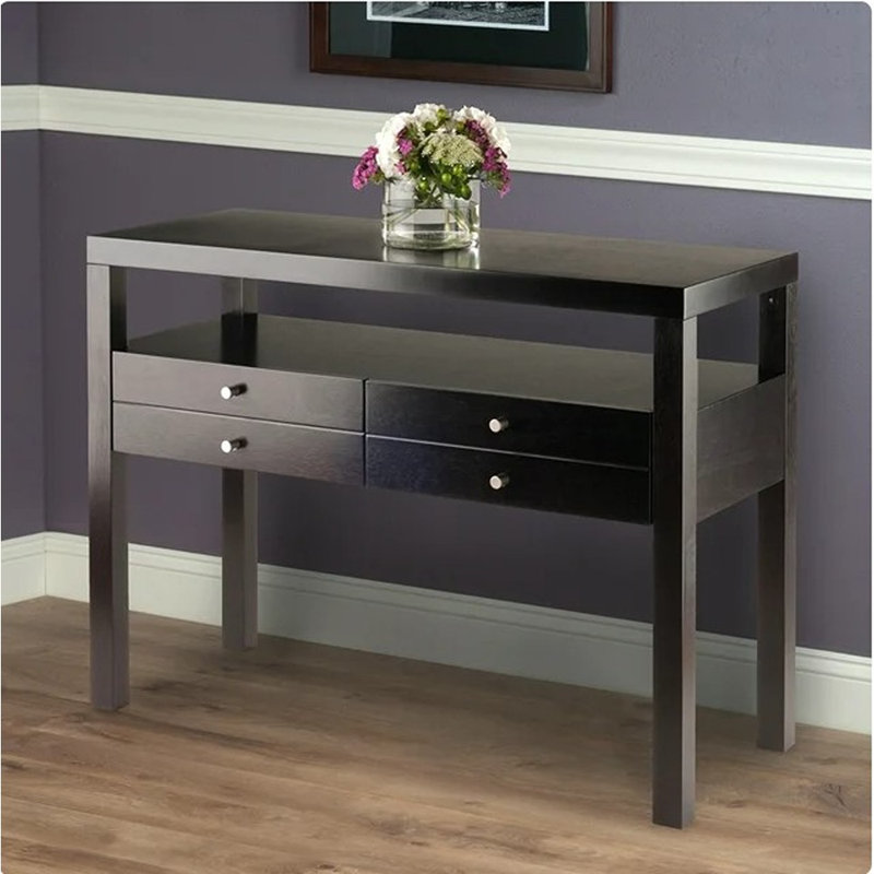 Console Jasso, deux tiroirs, tablette inférieure, espresso H 29,81 po x l 39,87 po x P 16,09 po