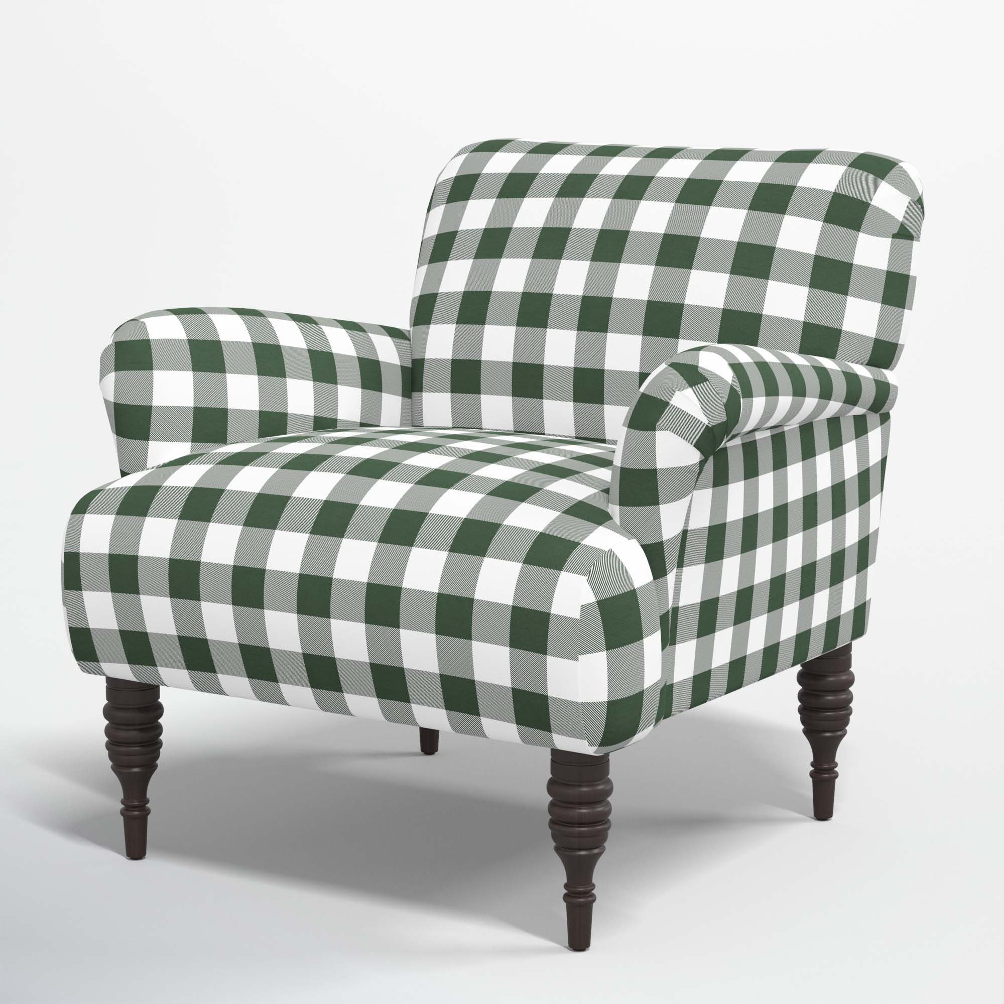 Allura Upholstered Armchair, Classic Gingham Evergreen