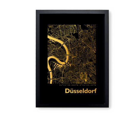 Düsseldorf Map - Single Picture Frame Print