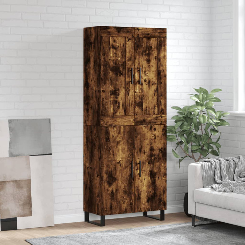 Minako Highboard 69.5x34x180 cm Engineered Wood, Smoked Oak