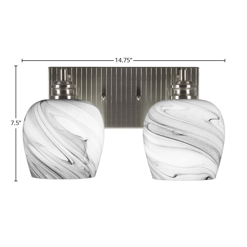 Nedelea 2 Light Bath Bar Shown In Brushed Nickel Finish With 5.75" Onyx Swirl Glass