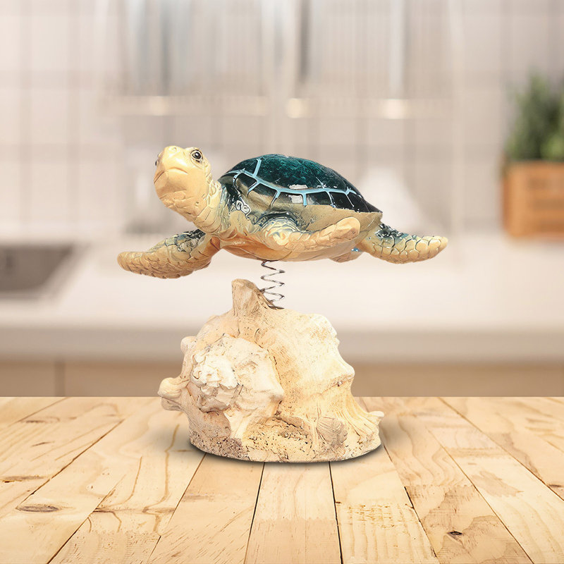 Figurine de tortue de mer bleue 3,5 "sur fond corail