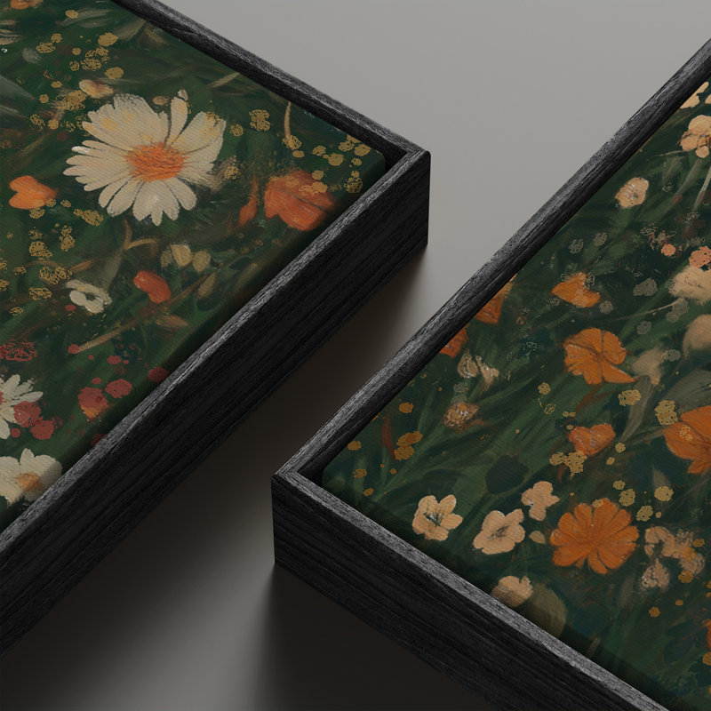 Vintage Landscape Wall Art - 20x60 inches Framed Canvas Set of 2, Black