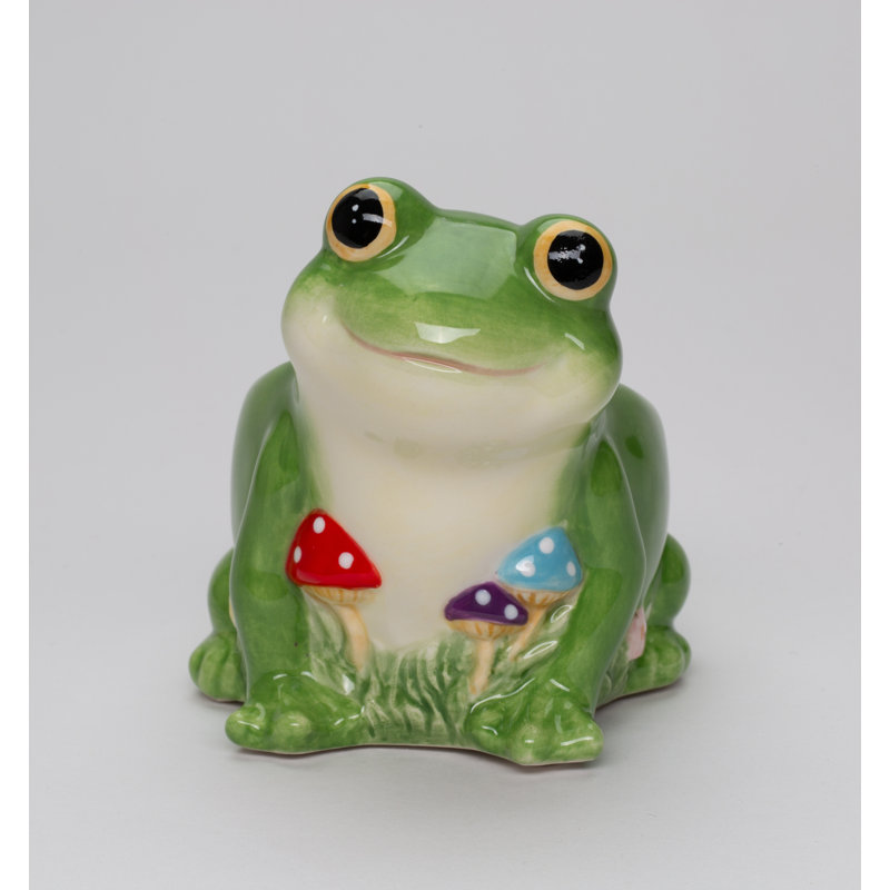 Frog With Mushrooms Flower Pot