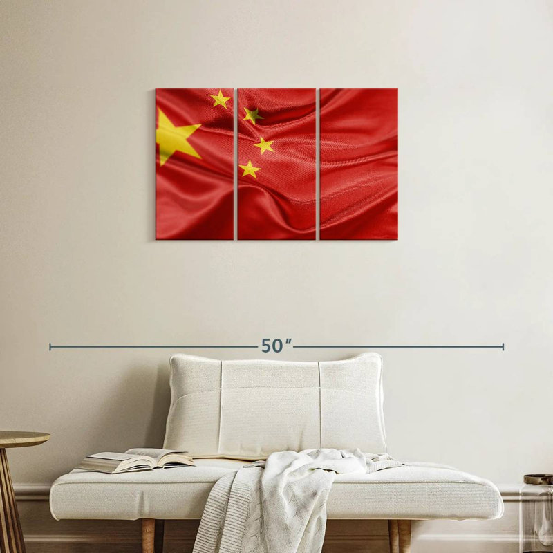 Drapeau chinois froissé, H 20 po x l 33 po