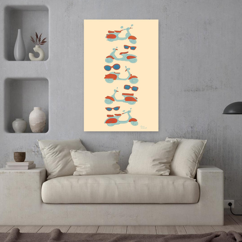 Art contemporain rétro, plage, été, H 36 po x l 24 po