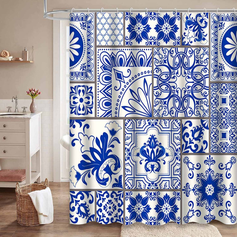 Rideau de douche Patchwork Tile, L 72 po x l 78 po