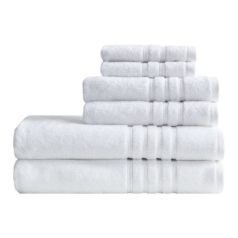 Ensemble 6 serviettes de bain antimicrobien durable, White
