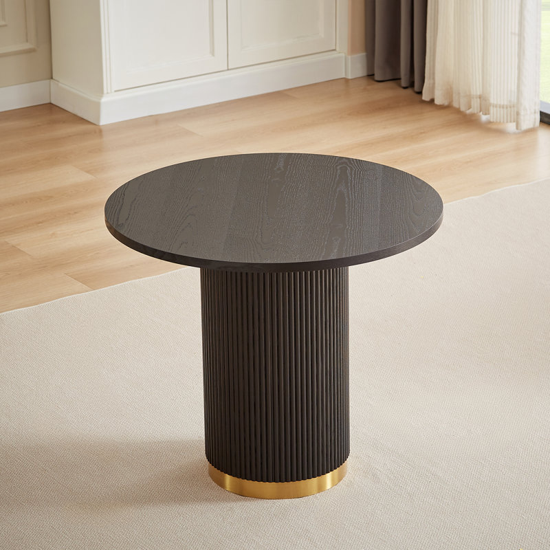Table de salle à manger ronde, Noir, H 29,92 po x l 35,04 po x P 35,04 po