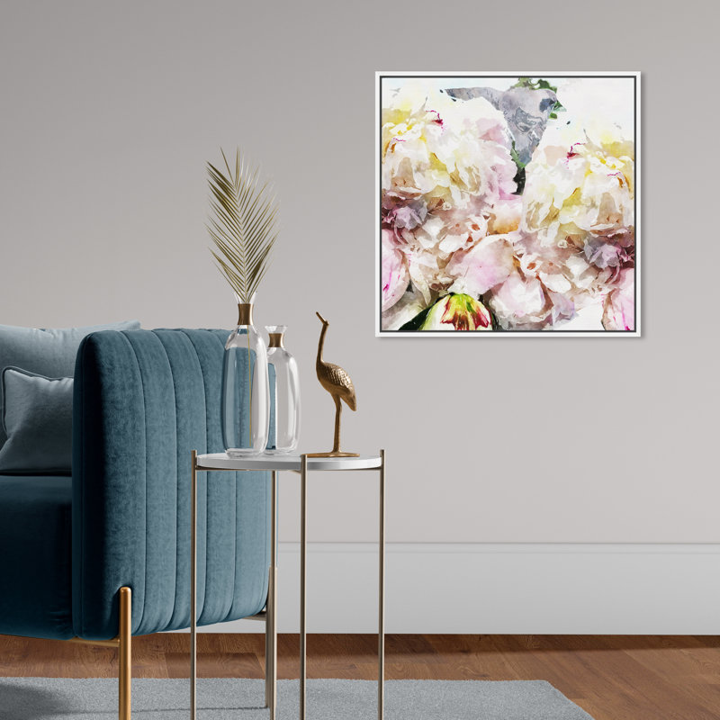 Pivoines - reproduction d'art, H 20 po x l 20 po x 1,5 po, Blanc