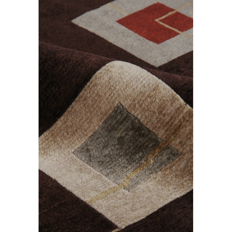 Contemporary hand-knotted New Zealand Wool Plum/Sage Area Rug, Rectangle 9' x 10', Plum/Sage