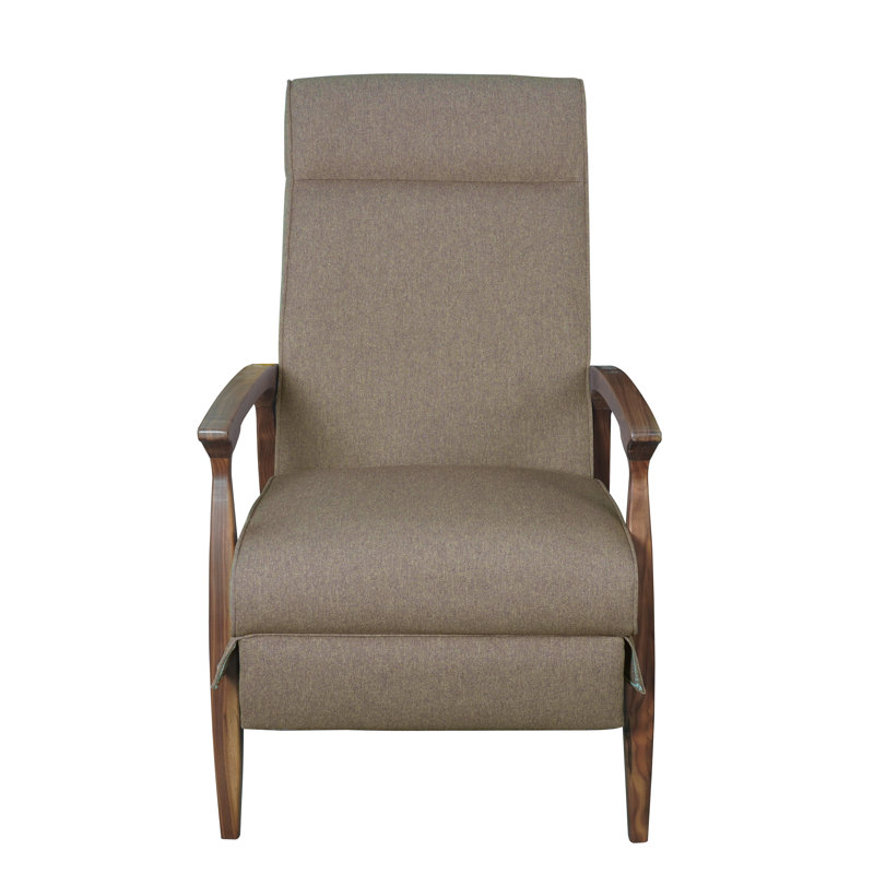 Fauteuil inclinable rembourré Piedmont, Gris, Bois de noyer